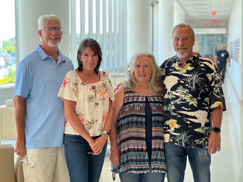 Gathered at Bayhealth Sussex to deliver gifts of food for healthcare professionals are (l-r) Steve Hastings, Dawn Hastings, Linda Muncy and Pastor Robert Muncy of House of Praise for All People. SUBMITTED PHOTO